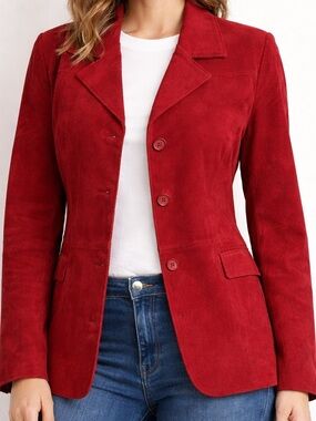 Junction West Red Suede Leather Blazer Jacket Small